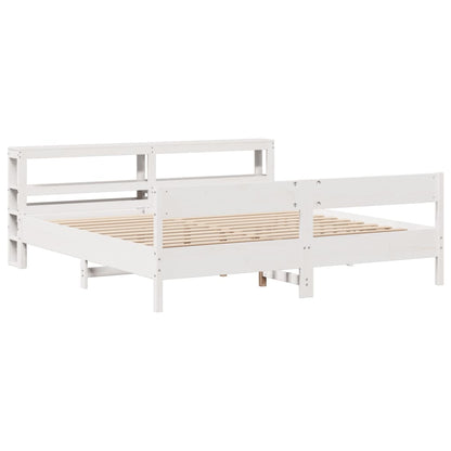 Cama sem colchão 200x200 cm madeira de pinho maciça branco