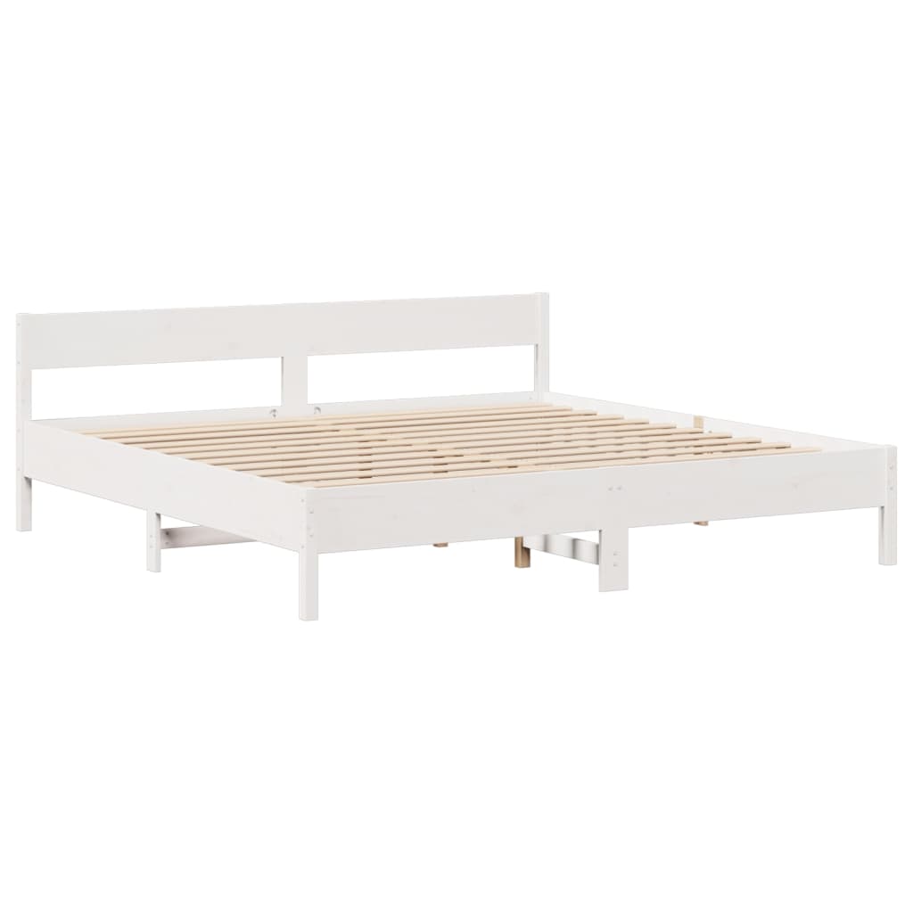 Cama sem colchão 200x200 cm madeira de pinho maciça branco