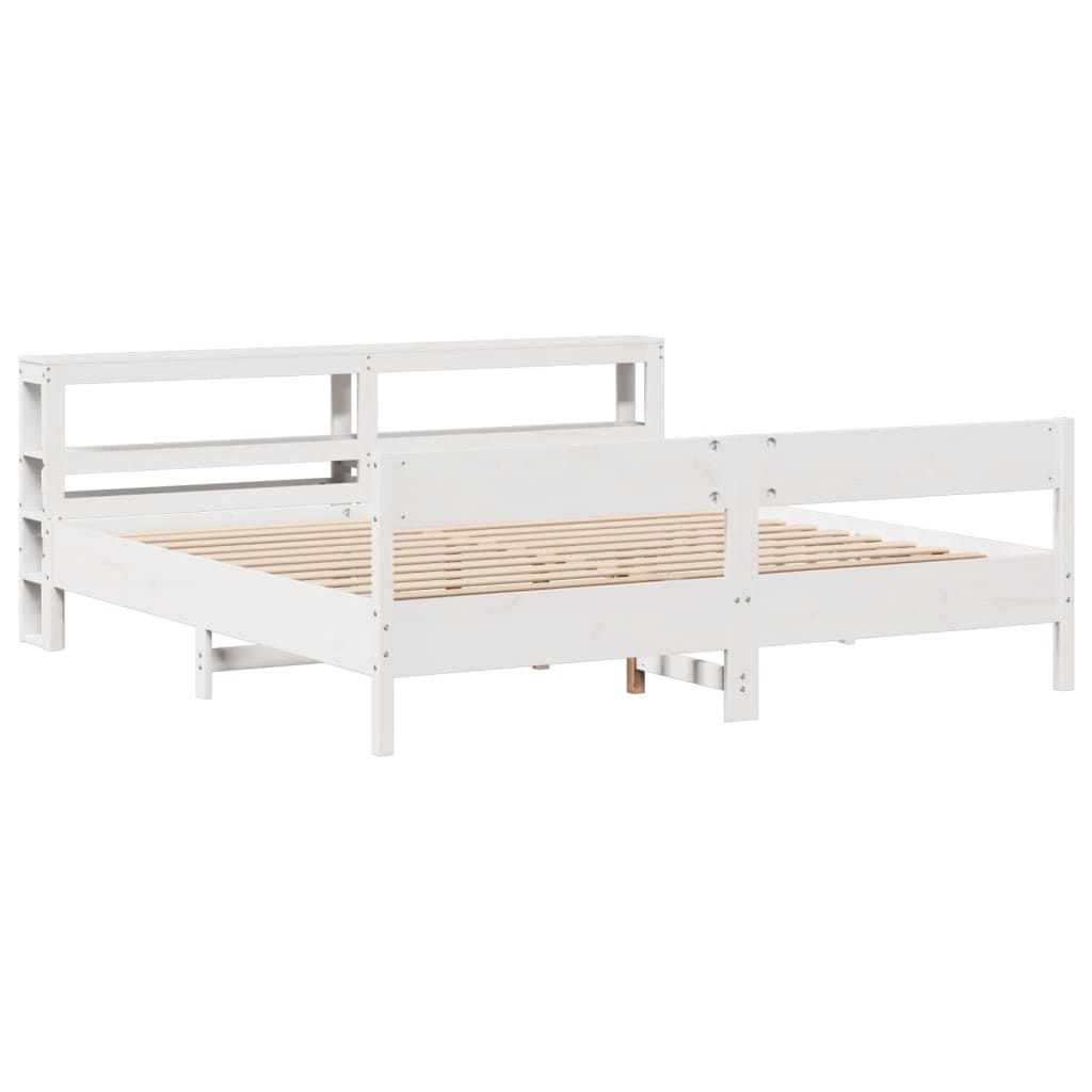 Cama sem colchão 180x200 cm madeira de pinho maciça branco