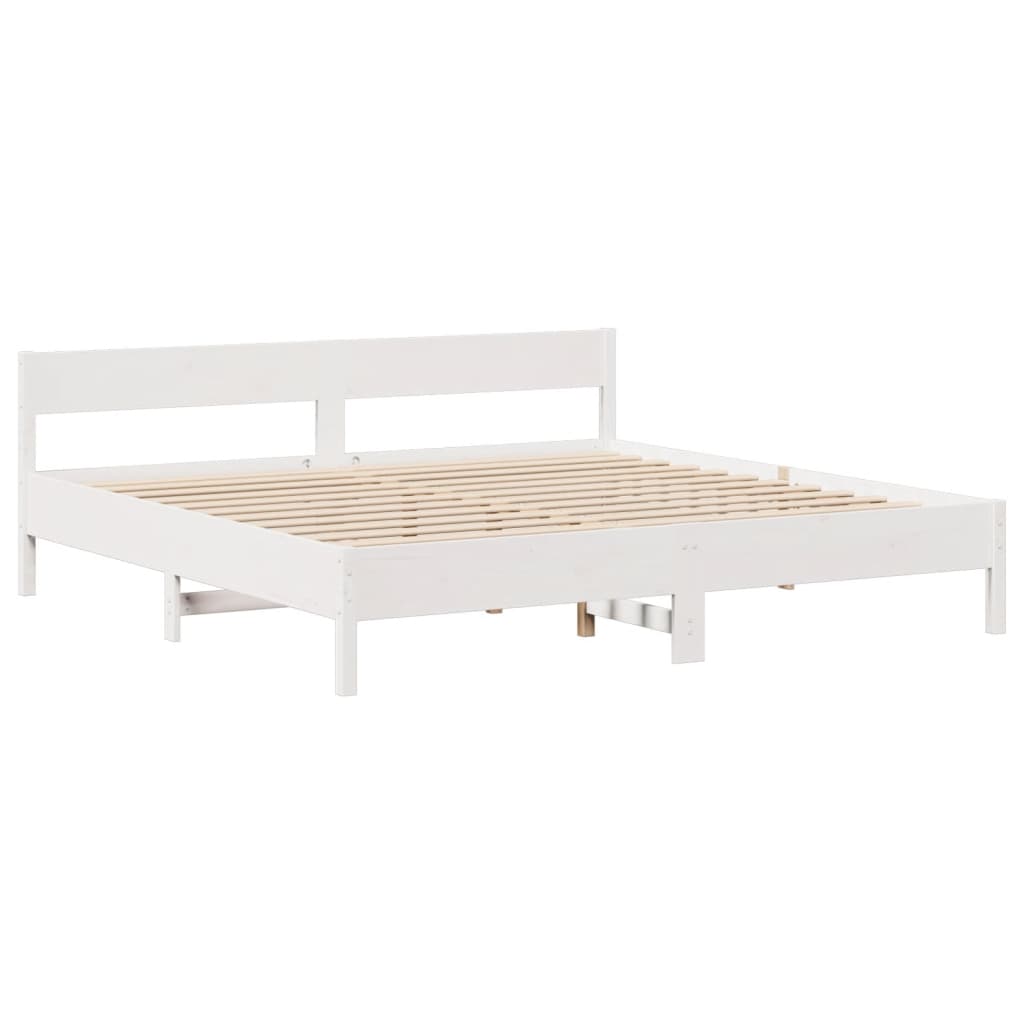 Cama sem colchão 180x200 cm madeira de pinho maciça branco