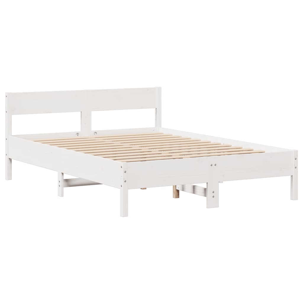 Cama sem colchão 160x200 cm madeira de pinho maciça branco