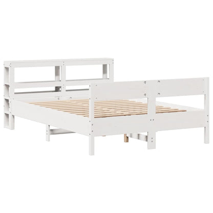 Cama sem colchão 150x200 cm madeira de pinho maciça branco