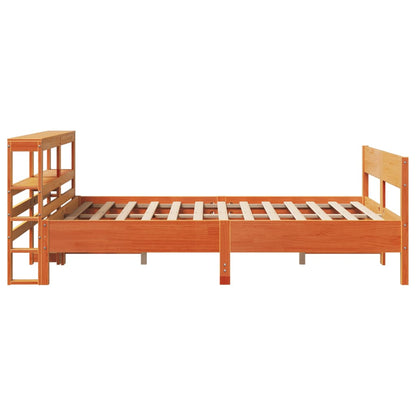 Cama sem colchão 140x190 cm pinho maciço castanho-mel