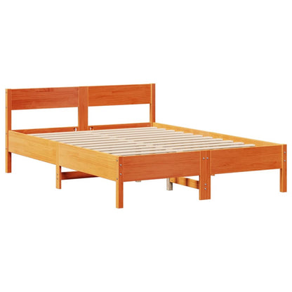 Cama sem colchão 140x190 cm pinho maciço castanho-mel