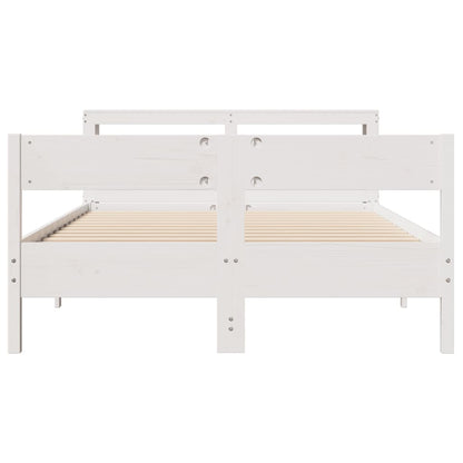 Cama sem colchão 135x190 cm madeira de pinho maciça branco