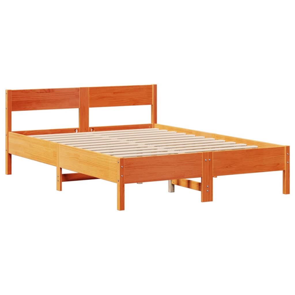 Cama sem colchão 120x190 cm madeira pinho maciça castanho-mel