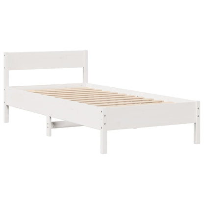 Cama sem colchão 90x190 cm madeira de pinho maciça branco