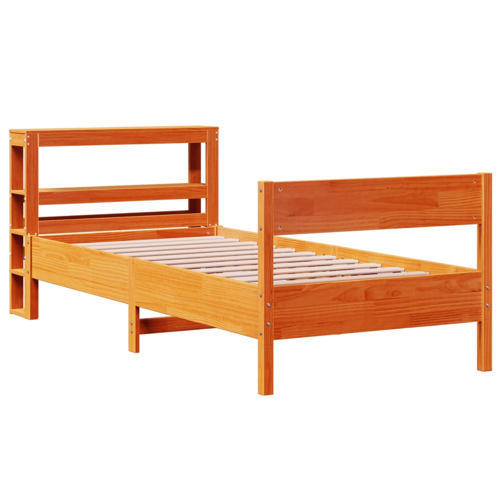 Cama sem colchão 90x190 cm madeira de pinho maciça castanho-mel