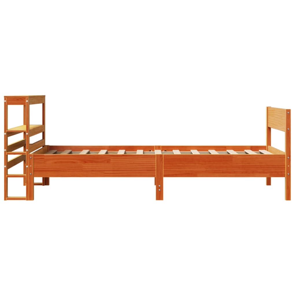 Cama sem colchão 90x190 cm madeira de pinho maciça castanho-mel