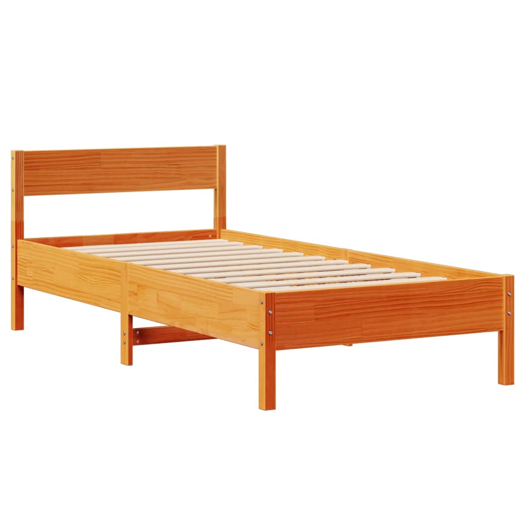 Cama sem colchão 90x190 cm madeira de pinho maciça castanho-mel