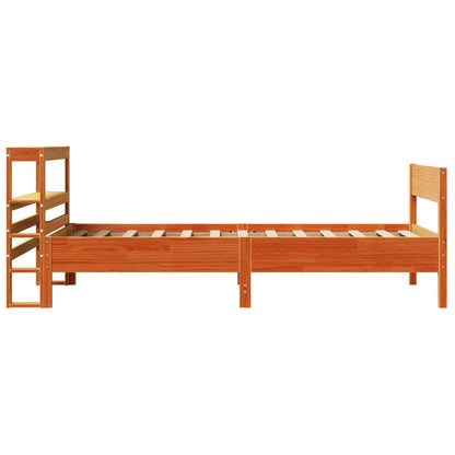 Cama sem colchão 75x190 cm madeira de pinho maciça castanho-mel