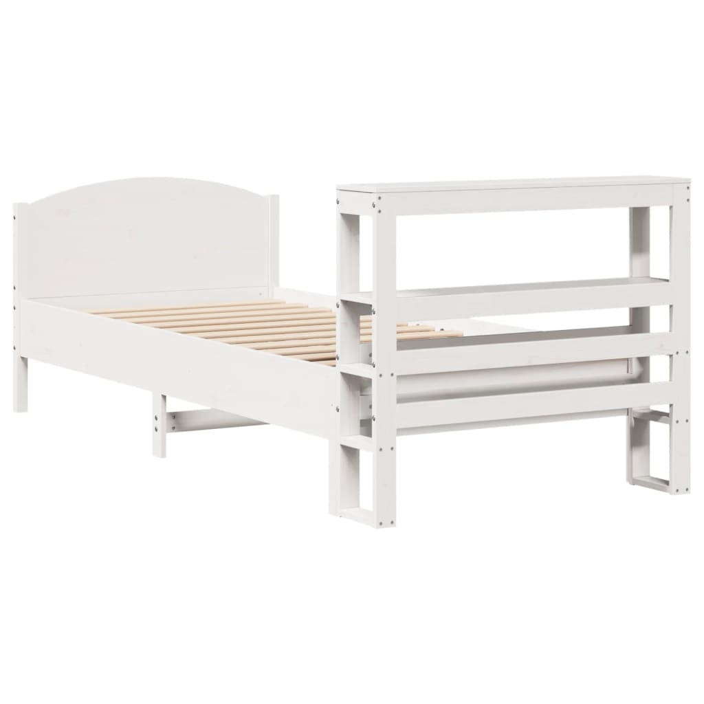 Cama sem colchão 75x190 cm madeira de pinho maciça branco