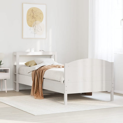 Cama sem colchão 75x190 cm madeira de pinho maciça branco