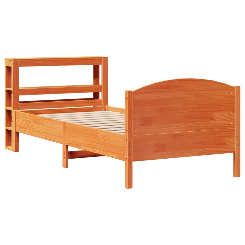 Cama sem colchão 75x190 cm madeira de pinho maciça castanho-mel