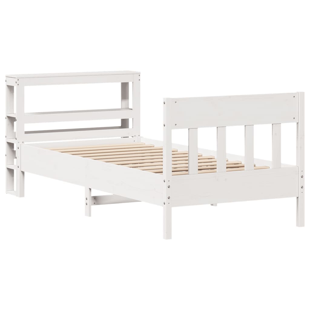 Cama sem colchão 75x190 cm madeira de pinho maciça branco