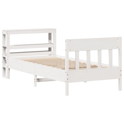 Cama sem colchão 75x190 cm madeira de pinho maciça branco