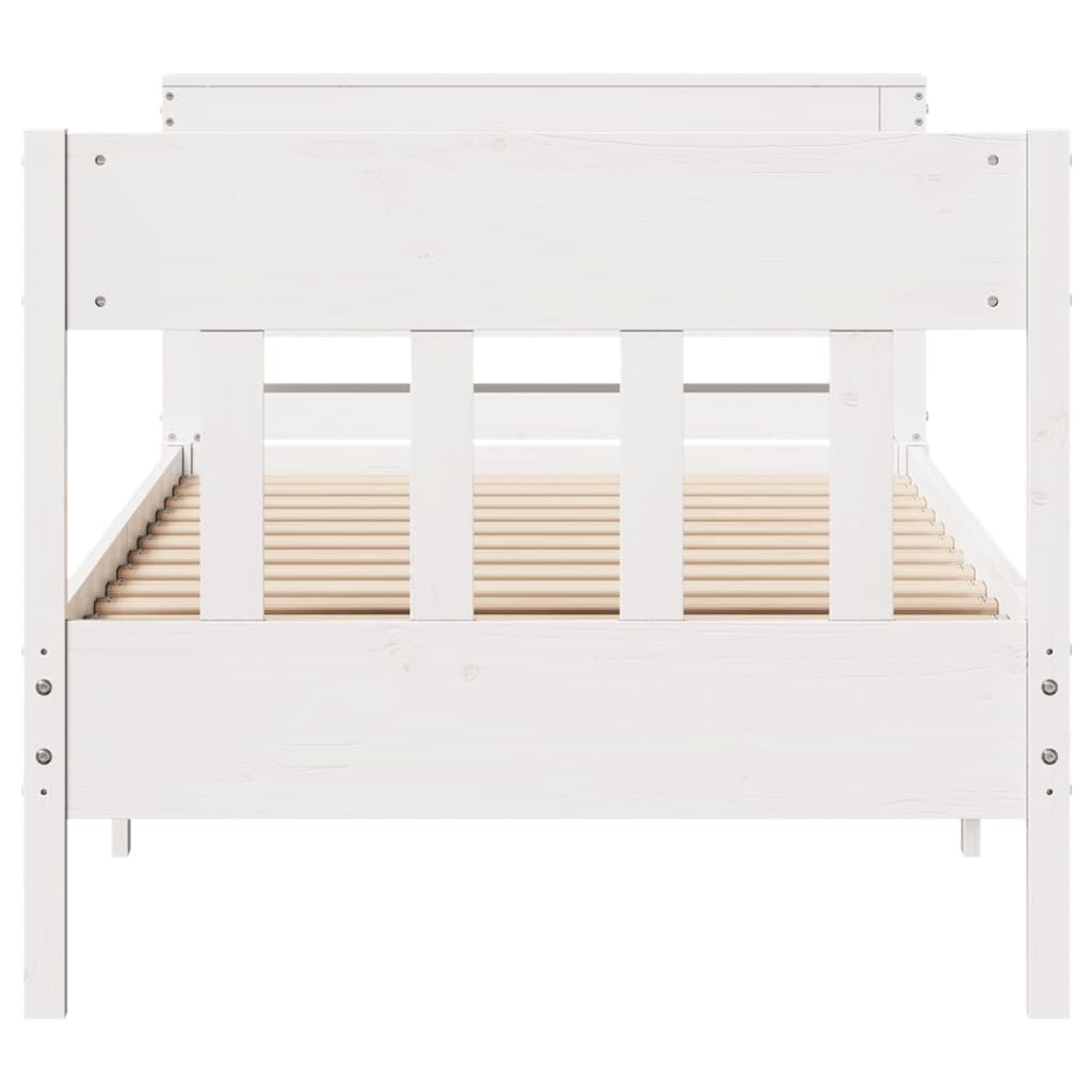 Cama sem colchão 75x190 cm madeira de pinho maciça branco