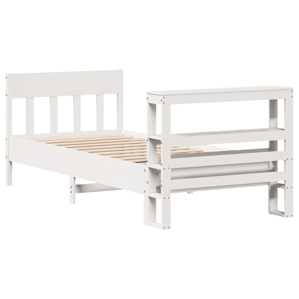 Cama sem colchão 75x190 cm madeira de pinho maciça branco