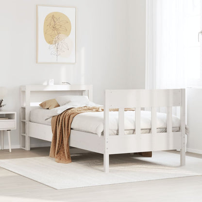 Cama sem colchão 75x190 cm madeira de pinho maciça branco