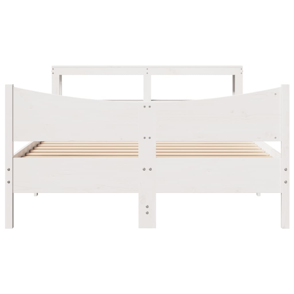 Estrutura de cama com cabeceira 140x200 cm pinho maciço branco