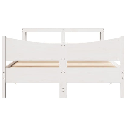 Estrutura de cama com cabeceira 140x200 cm pinho maciço branco