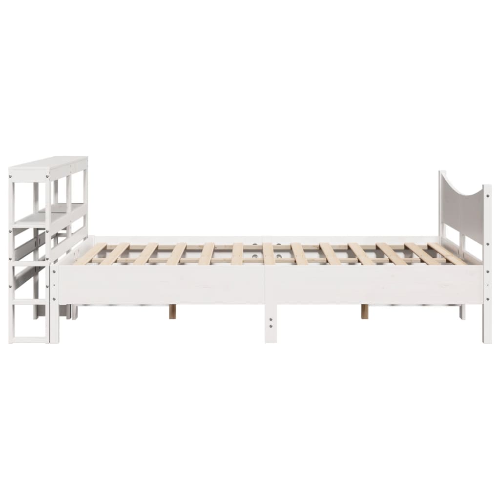 Estrutura de cama com cabeceira 140x200 cm pinho maciço branco