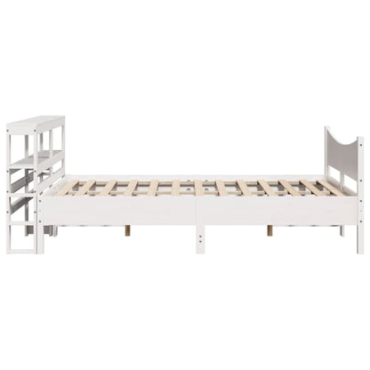 Estrutura de cama com cabeceira 140x200 cm pinho maciço branco