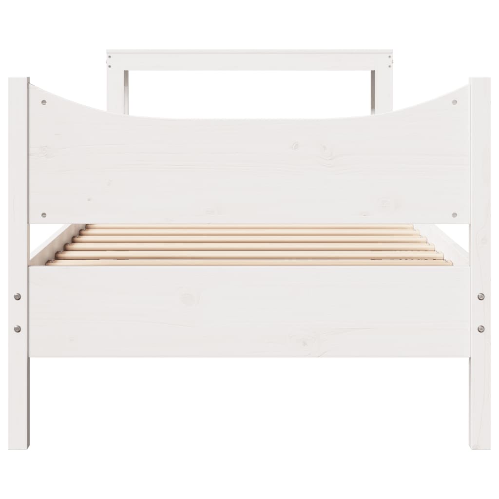 Estrutura de cama com cabeceira 100x200cm pinho maciço branco