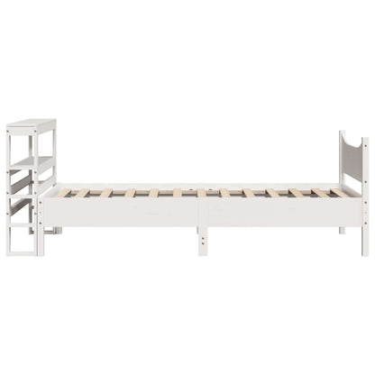 Estrutura de cama com cabeceira 100x200cm pinho maciço branco