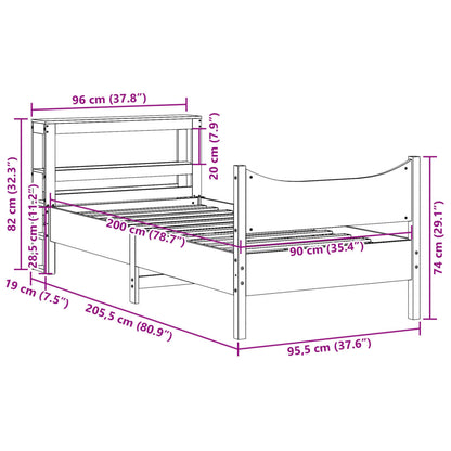 Estrutura de cama com cabeceira 90x200 cm pinho maciço