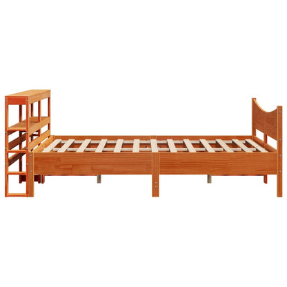 Estrutura cama c/ cabeceira 140x190cm pinho maciço castanho-mel