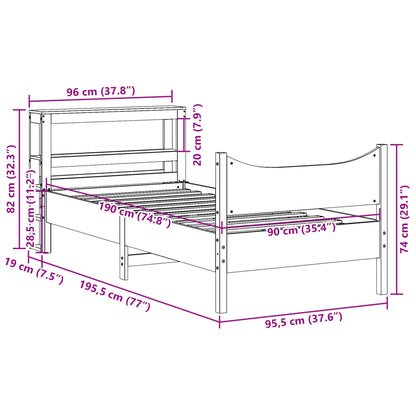 Estrutura de cama com cabeceira 90x190 cm pinho maciço