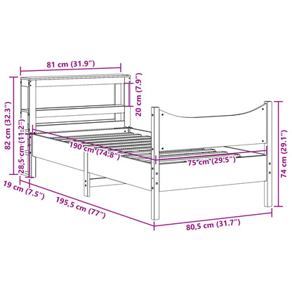 Estrutura cama c/ cabeceira 75x190 cm pinho maciço