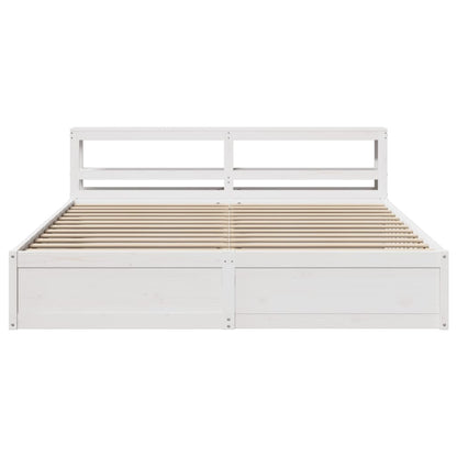 Estrutura de cama com cabeceira 200x200 cm pinho maciço branco