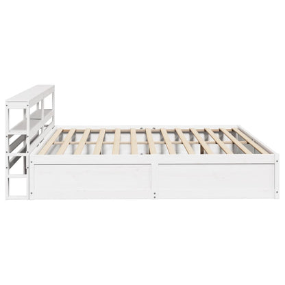 Estrutura de cama com cabeceira 200x200 cm pinho maciço branco