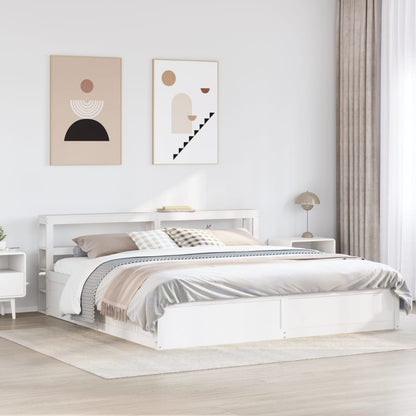 Estrutura de cama com cabeceira 180x200cm pinho maciço branco