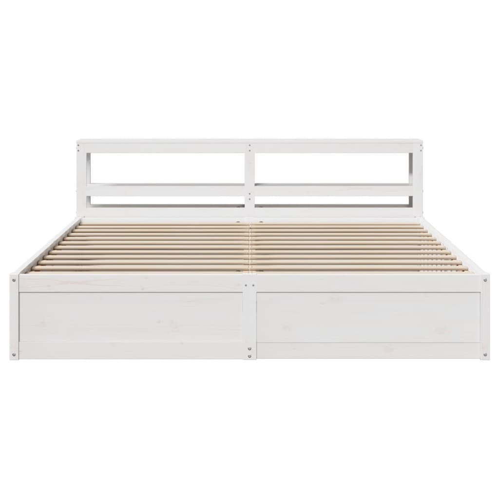 Estrutura de cama com cabeceira 180x200cm pinho maciço branco