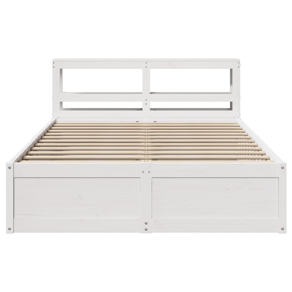 Estrutura de cama com cabeceira 160x200 cm pinho maciço branco