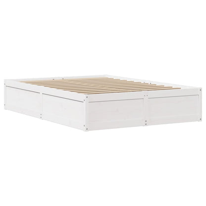 Estrutura de cama com cabeceira 160x200 cm pinho maciço branco