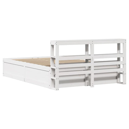 Estrutura de cama com cabeceira 160x200 cm pinho maciço branco