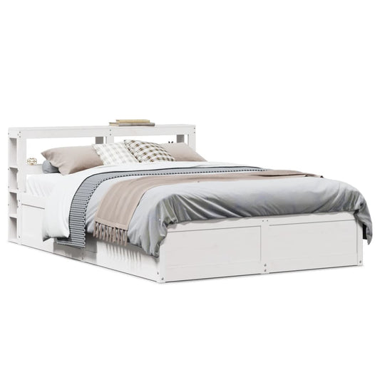 Estrutura de cama com cabeceira 160x200 cm pinho maciço branco