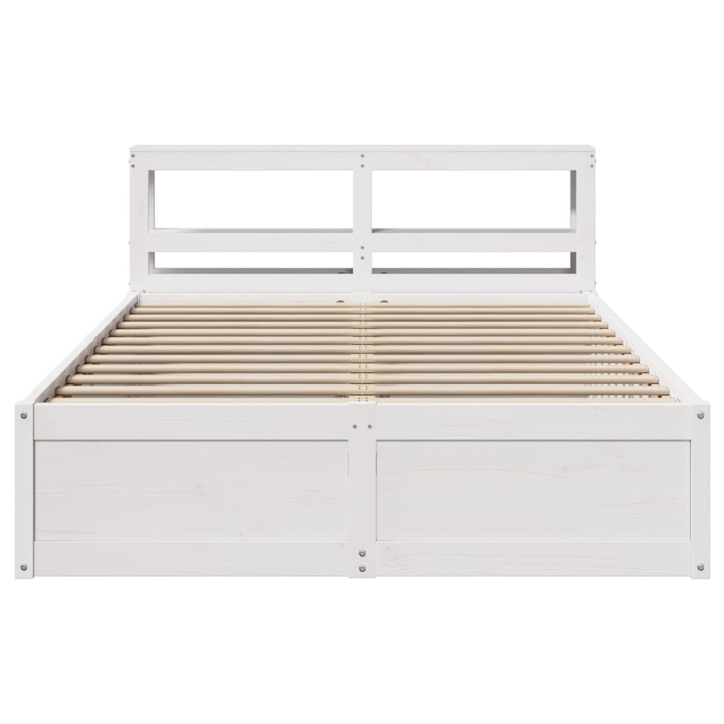 Estrutura de cama c/ cabeceira 150x200 cm pinho maciço branco