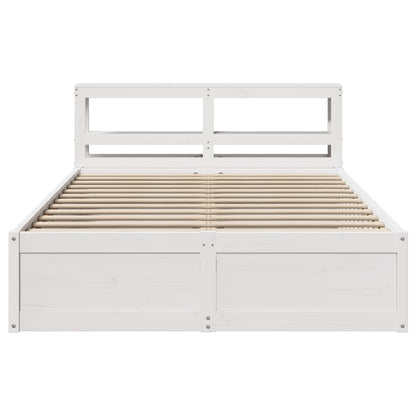 Estrutura de cama com cabeceira 140x200 cm pinho maciço branco