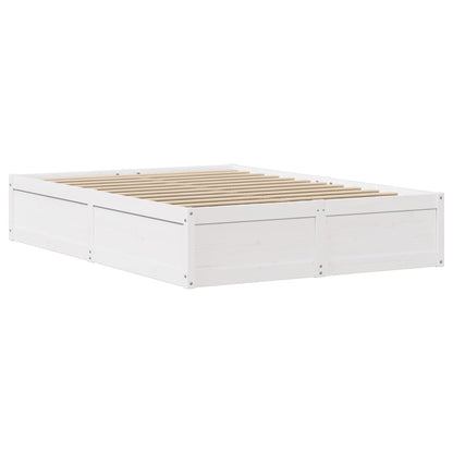 Estrutura de cama com cabeceira 140x200 cm pinho maciço branco