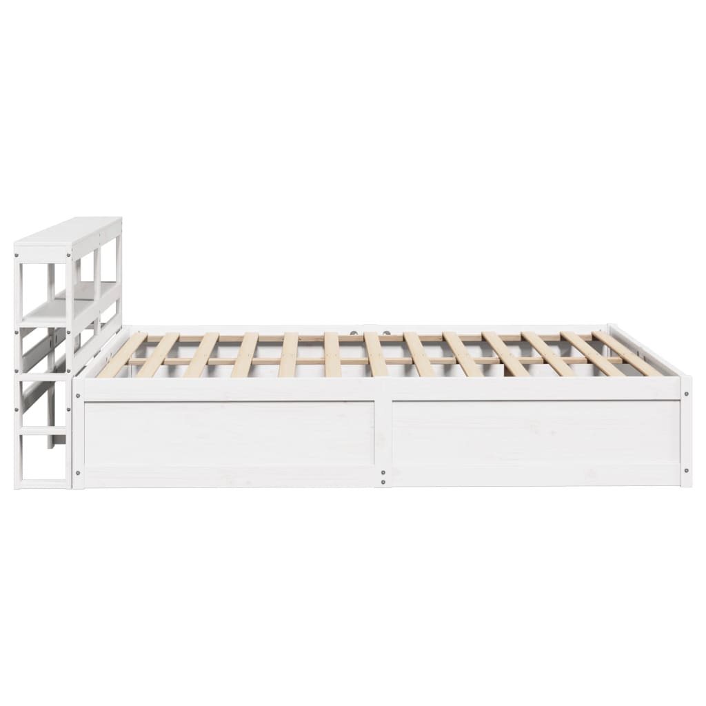 Estrutura de cama com cabeceira 140x200 cm pinho maciço branco