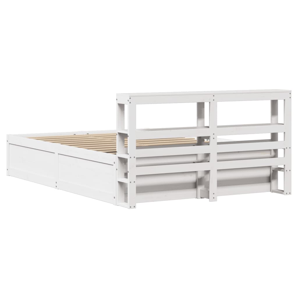 Estrutura de cama com cabeceira 140x200 cm pinho maciço branco