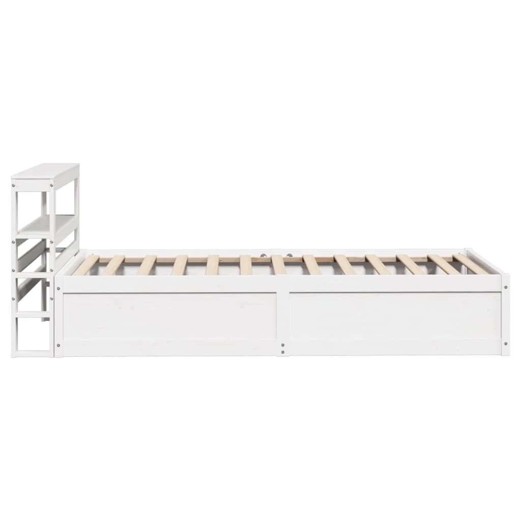 Estrutura de cama com cabeceira 100x200cm pinho maciço branco