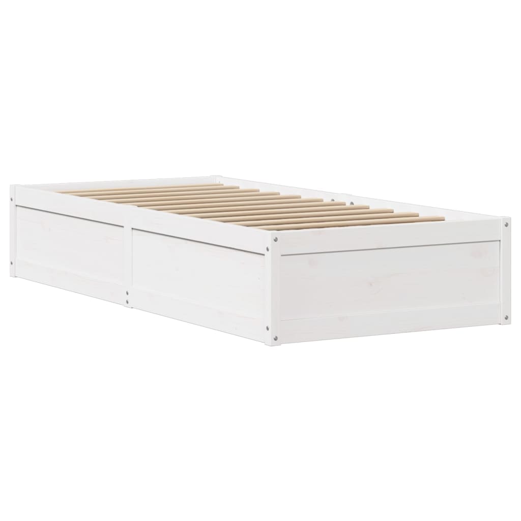 Estrutura de cama com cabeceira 90x200 cm pinho maciço branco