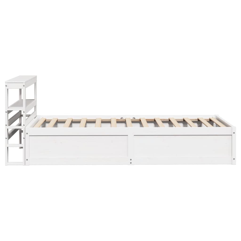 Estrutura de cama com cabeceira 90x200 cm pinho maciço branco