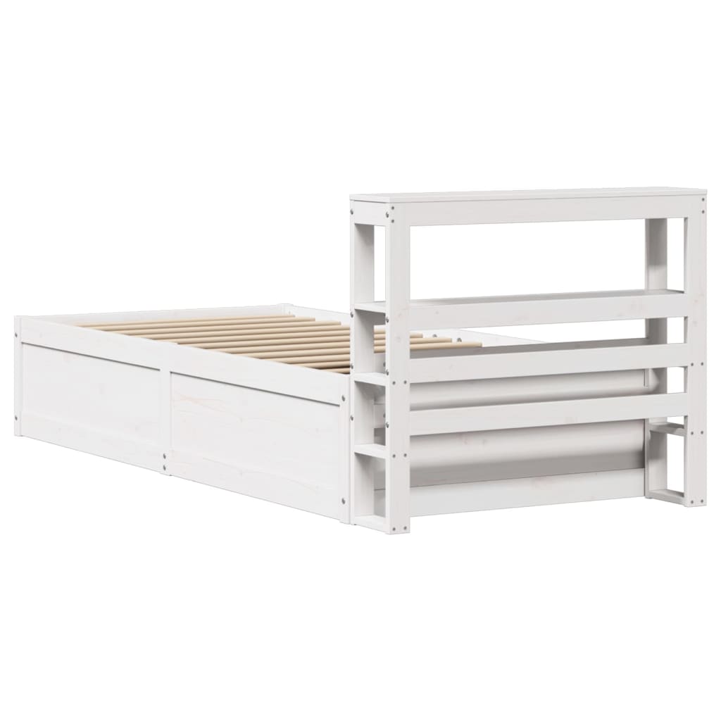 Estrutura de cama com cabeceira 90x200 cm pinho maciço branco